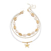 Wholesale Handmade Glass And Alloy Starfish Shell Beaded Colorblocking Seed Bead Layered Necklace Set For Women With Geometric And Animal Patterns