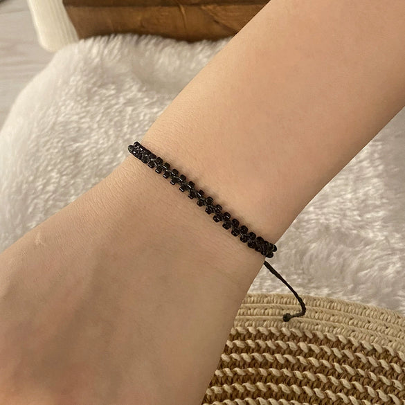 Wholesale Handmade Glass Glaze Rice Bead Woven Bohemian Bracelet For Women