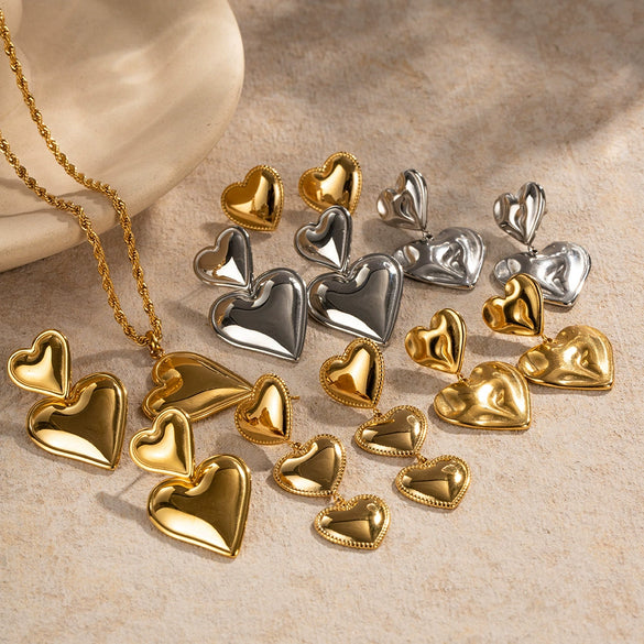 Wholesale Handmade Heart Stainless Steel 18K Electroplated Geometric Women's Earrings