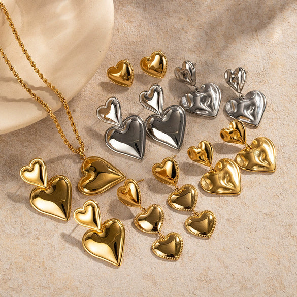 Wholesale Handmade Heart Stainless Steel 18K Electroplated Geometric Women's Earrings