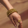 Wholesale Handmade Hollow Round Bead Colormatching Bracelet In Geometric Pattern Stainless Steel 18K Gold Plated For Women