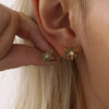 Wholesale Handmade Inlaid Snowflake Zircon Geometric Stainless Steel Earrings With Pvd Plating And 18K Gold For Women