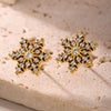 Wholesale Handmade Inlaid Snowflake Zircon Geometric Stainless Steel Earrings With Pvd Plating And 18K Gold For Women