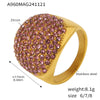 Wholesale Handmade Inlaid Titanium Steel Gypsophila Zircon Ring With Geometric Pattern And 18K Gold Plated Electroplating For Women Light Luxury Style