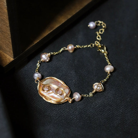 Wholesale Handmade Jewelry Specialshaped Pearl Bracelet Geometric Style Electroplated