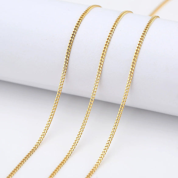 Wholesale Handmade Jewelry Stainless Steel And Pure Silver Cuban Thin Chain With Two Side Grinding And Electroplating