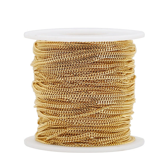 Wholesale Handmade Jewelry Stainless Steel And Pure Silver Cuban Thin Chain With Two Side Grinding And Electroplating
