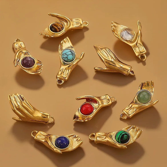 Wholesale Handmade Jewelry Stainless Steel Geometric Style With Natural Stone And 18K Gold Plated