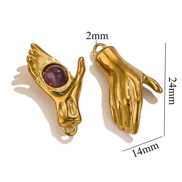 Wholesale Handmade Jewelry Stainless Steel Geometric Style With Natural Stone And 18K Gold Plated