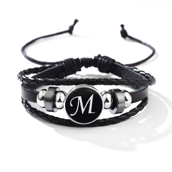 Wholesale Handmade Leather Bracelet With Letters Numbers Text Pattern Unisex Style