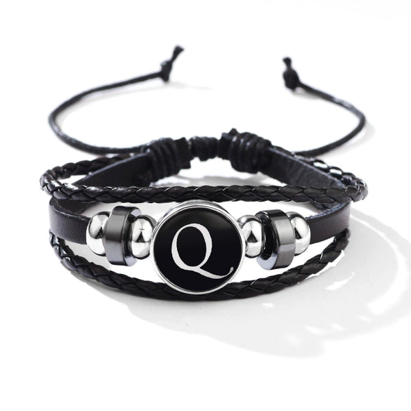 Wholesale Handmade Leather Bracelet With Letters Numbers Text Pattern Unisex Style