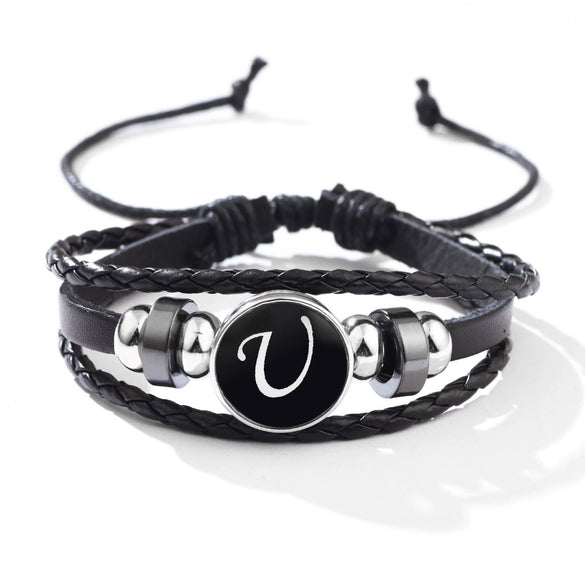 Wholesale Handmade Leather Bracelet With Letters Numbers Text Pattern Unisex Style