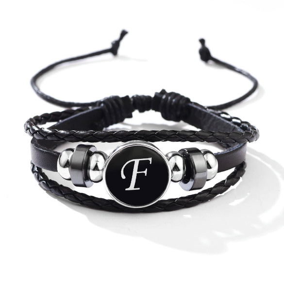 Wholesale Handmade Leather Bracelet With Letters Numbers Text Pattern Unisex Style