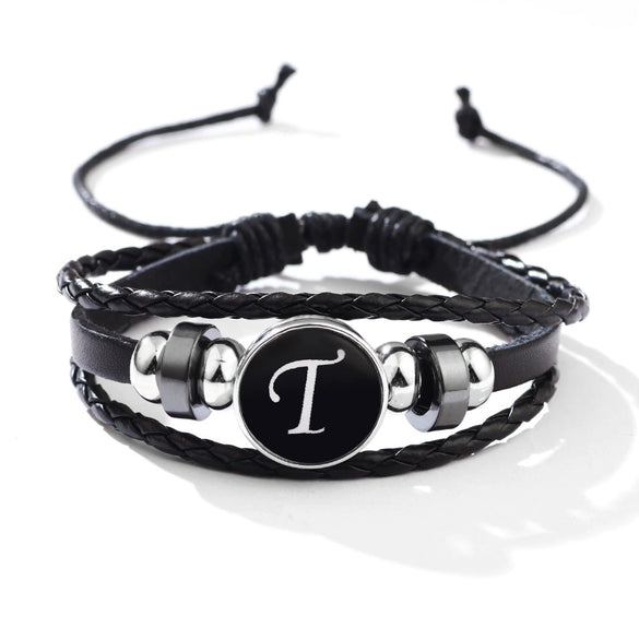 Wholesale Handmade Leather Bracelet With Letters Numbers Text Pattern Unisex Style