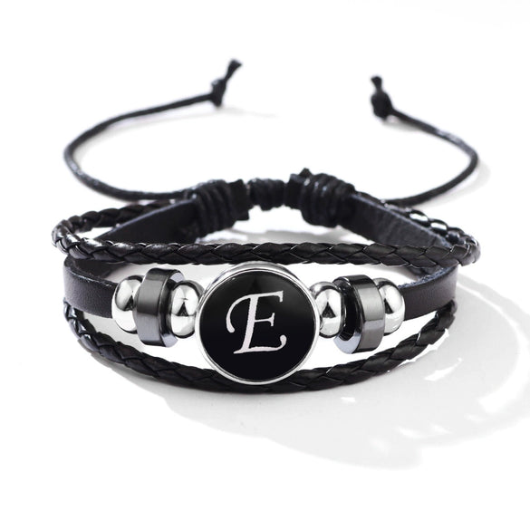 Wholesale Handmade Leather Bracelet With Letters Numbers Text Pattern Unisex Style