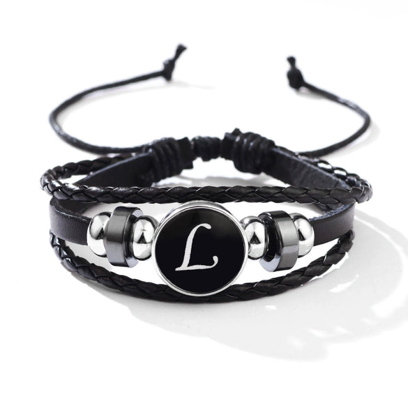 Wholesale Handmade Leather Bracelet With Letters Numbers Text Pattern Unisex Style