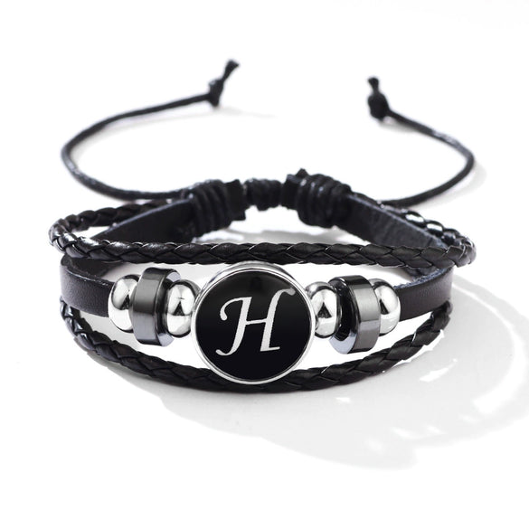 Wholesale Handmade Leather Bracelet With Letters Numbers Text Pattern Unisex Style