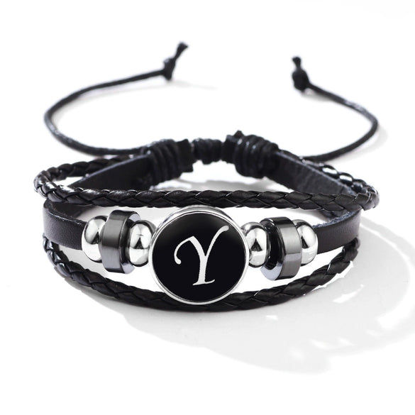 Wholesale Handmade Leather Bracelet With Letters Numbers Text Pattern Unisex Style