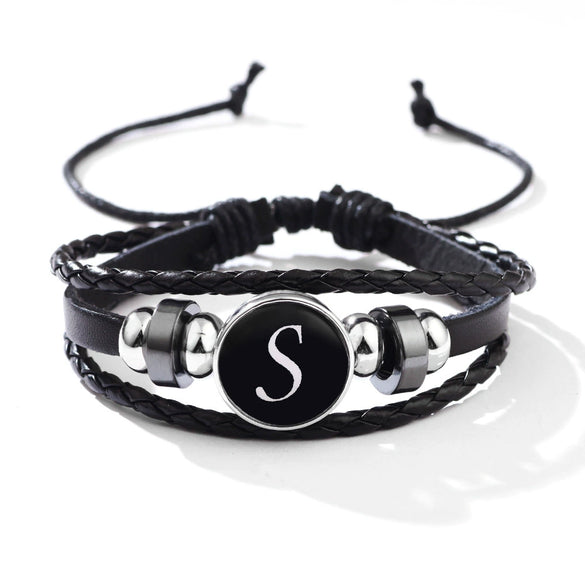 Wholesale Handmade Leather Bracelet With Letters Numbers Text Pattern Unisex Style