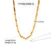 Wholesale Handmade Light Luxury Geometric Stainless Steel Jewelry Set With Strip Pattern And Electroplating Treatment Lingshaped Necklace And Bracelet For Unisex