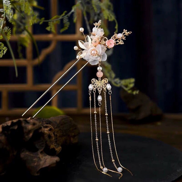 Wholesale Handmade Metal Flower Hair Crown For Women In Palace Style With Small White Crystals In Independent Packaging Set For Ancient Costume And Hanfu