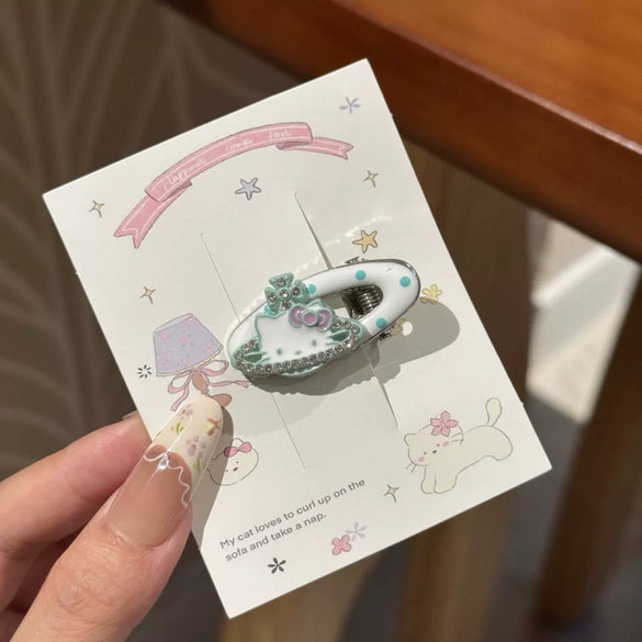 Wholesale Handmade Mixed Materials Rhinestone Cat Hair Bangs Clip For Women