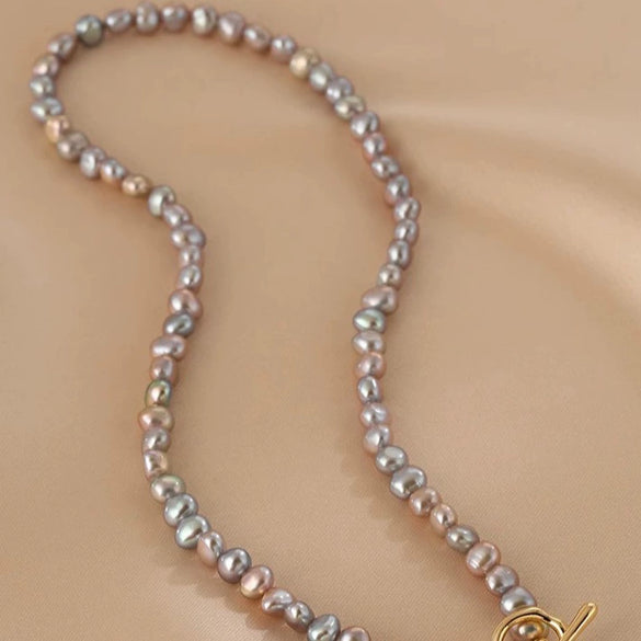 Wholesale Handmade Natural Freshwater Baroque Pearl Necklace For Women Copper Material
