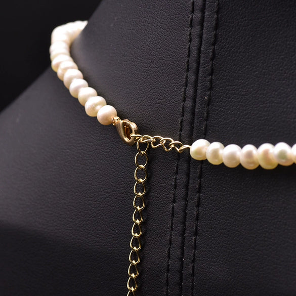 Wholesale Handmade Natural Freshwater Pearl Jewelry Retro Geometric Style Necklace Clavicle Chain Bracelet Electroplated