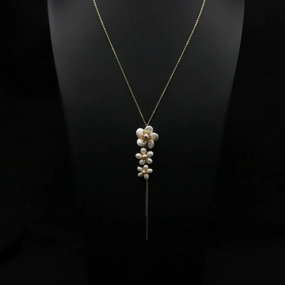 Wholesale Handmade Natural Pearl Sweater Chain With Long Pendant Retro Geometric Style Nonfading Electroplated Jewelry For Women