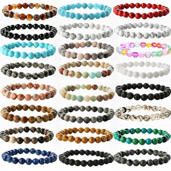 Wholesale Handmade Natural Stone Agate Beaded Bracelet With Geometric Pattern