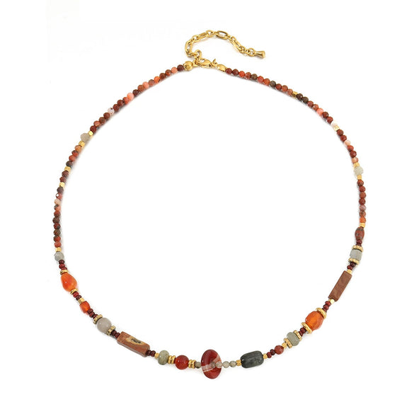 Wholesale Handmade Natural Stone And Czech Beads Geometric Style Women's Necklace