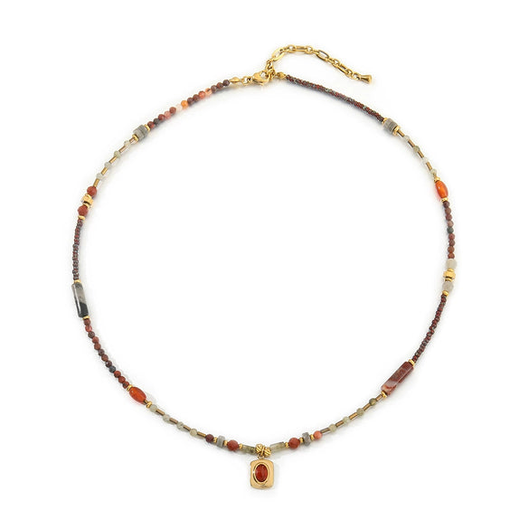 Wholesale Handmade Natural Stone And Czech Beads Geometric Style Women's Necklace