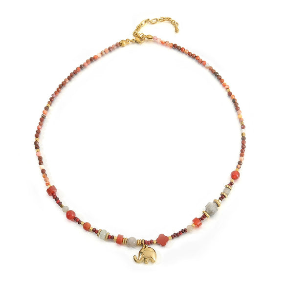 Wholesale Handmade Natural Stone And Czech Beads Geometric Style Women's Necklace