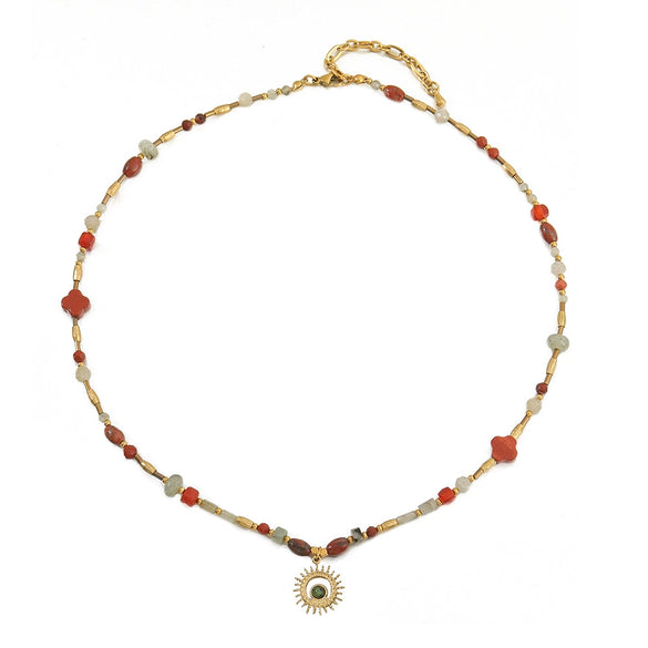 Wholesale Handmade Natural Stone And Czech Beads Geometric Style Women's Necklace