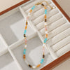Wholesale Handmade Natural Stone And Stainless Steel Geometric Clavicle Necklace For Women