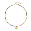 Wholesale Handmade Natural Stone And Stainless Steel Geometric Retro Beaded Necklace For Women