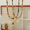 Wholesale Handmade Natural Stone Beaded Necklace Maillard Style Geometric Sun Pendant For Women