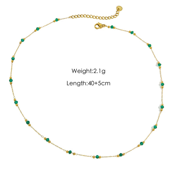 Wholesale Handmade Natural Stone Beaded Necklace Stainless Steel Chain Geometric Style Mixed Gemstone Inlay