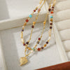 Wholesale Handmade Natural Stone Beaded Necklace With Vintage Style And Geometric Pattern Materials Include Red Agate Shell Egg Yolk Optimized Blue Pine And Copper