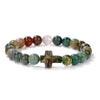 Wholesale Handmade Natural Stone Geometric Tiger Eye Stone Cross Bracelet