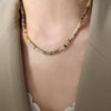 Wholesale Handmade Natural Stone Tiger Eye Stone Round Beads Mixed Beaded Necklace With Geometric Pattern For Girls Titanium Steel Material Electroplating Design