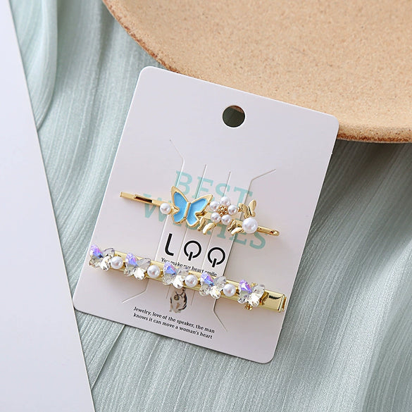 Wholesale Handmade Natural Style Imitation Pearl Plum Blossom Butterfly Hairpin Side Clip For Women Hair Accessories