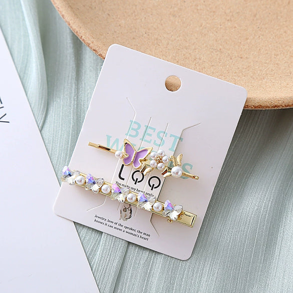 Wholesale Handmade Natural Style Imitation Pearl Plum Blossom Butterfly Hairpin Side Clip For Women Hair Accessories