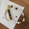 Wholesale Handmade Natural Tiger Eye Stone Pearl Bracelet For Women In Maillard Style