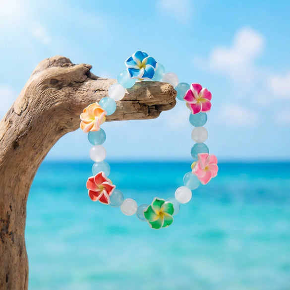 Wholesale Handmade Polymer Clay Flower Beaded Bracelet For Women Vacation Style Jewelry