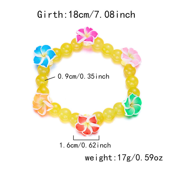 Wholesale Handmade Polymer Clay Flower Beaded Bracelet For Women Vacation Style Jewelry