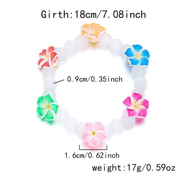 Wholesale Handmade Polymer Clay Flower Beaded Bracelet For Women Vacation Style Jewelry