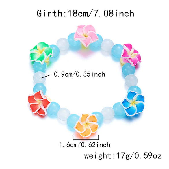 Wholesale Handmade Polymer Clay Flower Beaded Bracelet For Women Vacation Style Jewelry