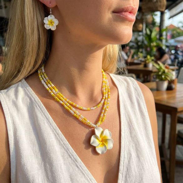 Wholesale Handmade Polymer Clay Flower Shape Necklace And Earrings For Women