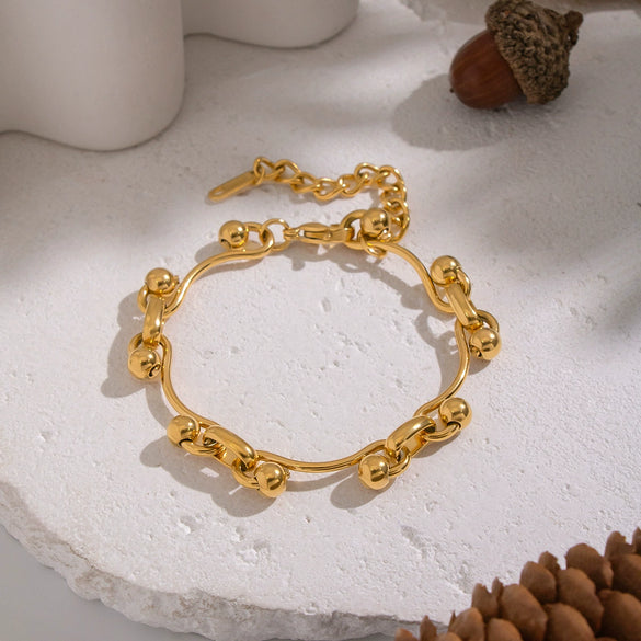 Wholesale Handmade Real Gold Plated Geometric Stainless Steel Bracelet For Women